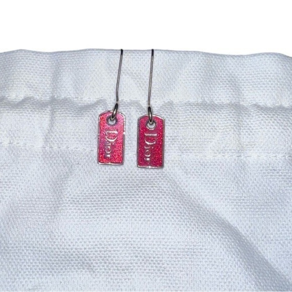 Authentic Rare Christian Dior Red Logo Earrings - Picture 1 of 5